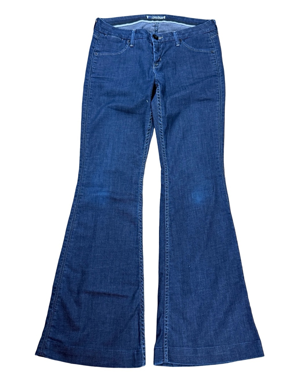 Women’s Y2K Hudson Dark Wash Flare Low Rise Cute Blue Denim Jeans Size 29